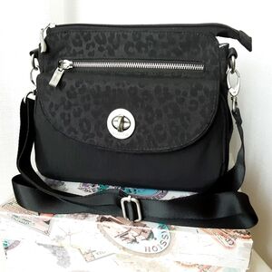 Baggallini Calais Crossbody Black Cheetah Bag